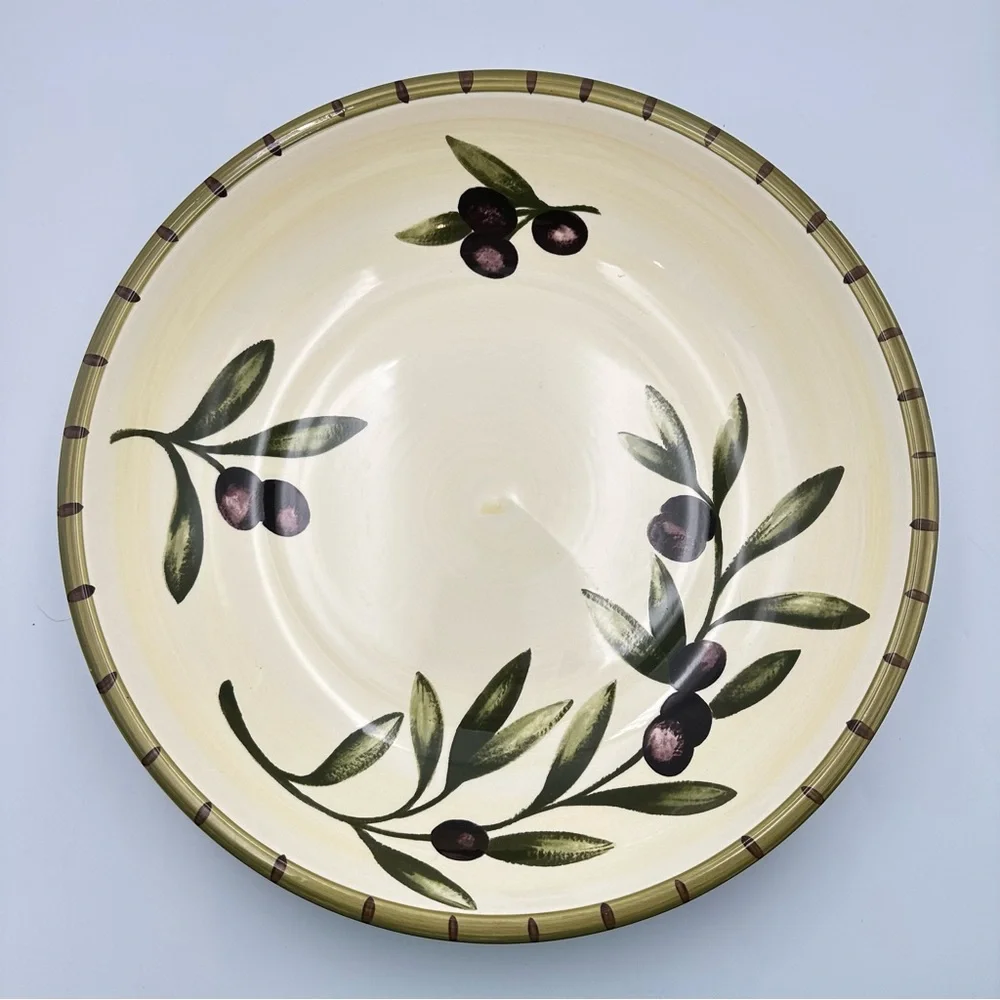 Williams Sonoma Pasta Bowl Liguria Pattern Olive Branches Glossy 2 Small Chips